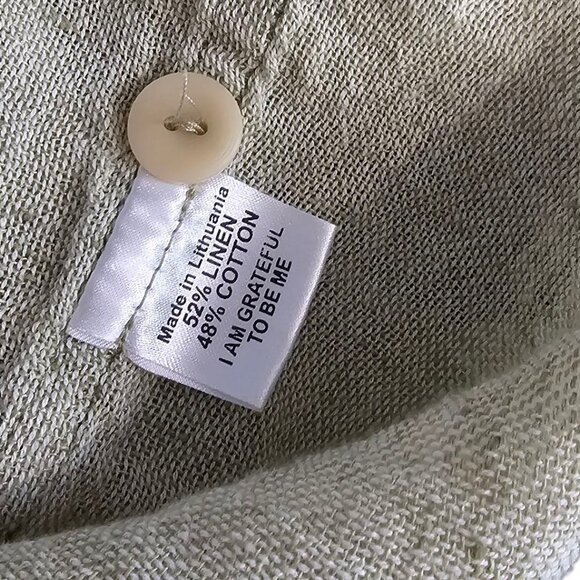 FLAX Womens Button Up Long Sleeve Shirt, Linen Cotton Blend, V-Neck, Collared, M - Picture 6 of 8